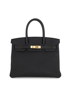 Hermes Birkin 30 Black Gold Togo Handbag
